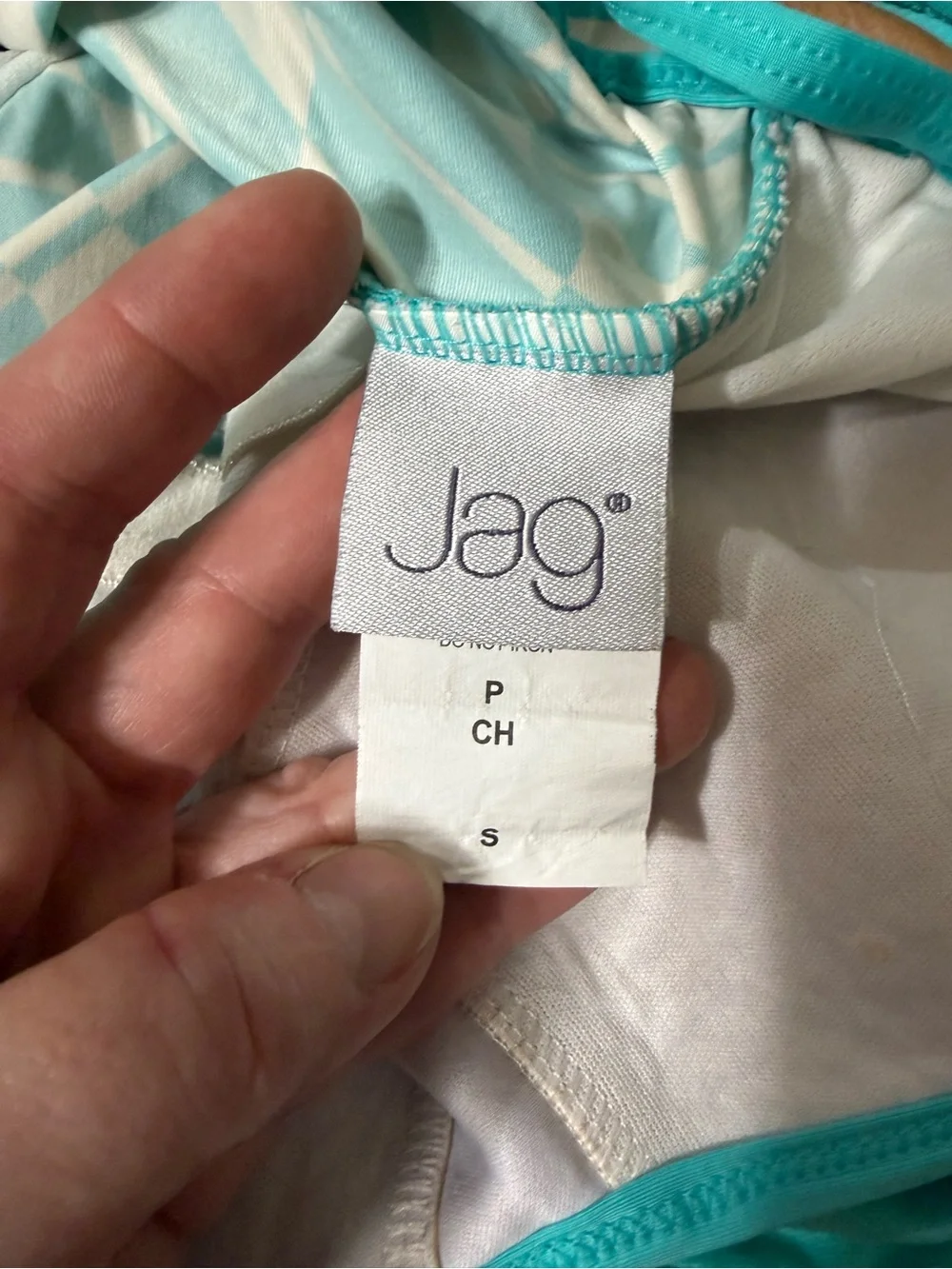 Jag Jeans Teal & White Geometric Tankini Swim Set